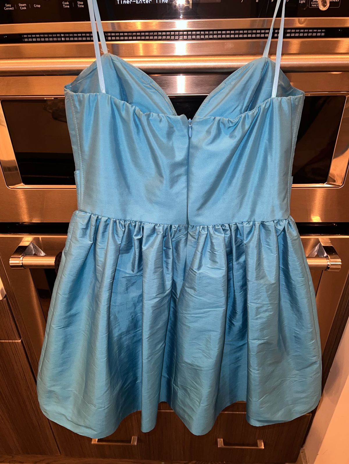 Aqua Size M Prom Turquoise Blue A-line Dress on Queenly