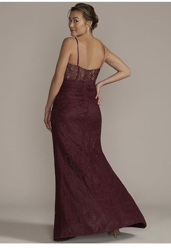 Size 6 Bridesmaid Lace Burgundy Purple Side Slit Dress on Queenly