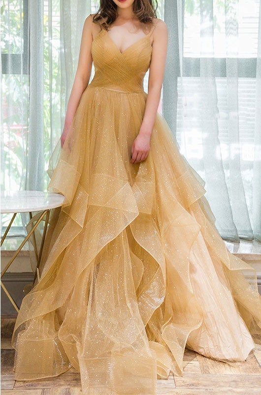 Style 1811P5849 Terani Couture Size 6 Prom Gold Ball Gown on Queenly