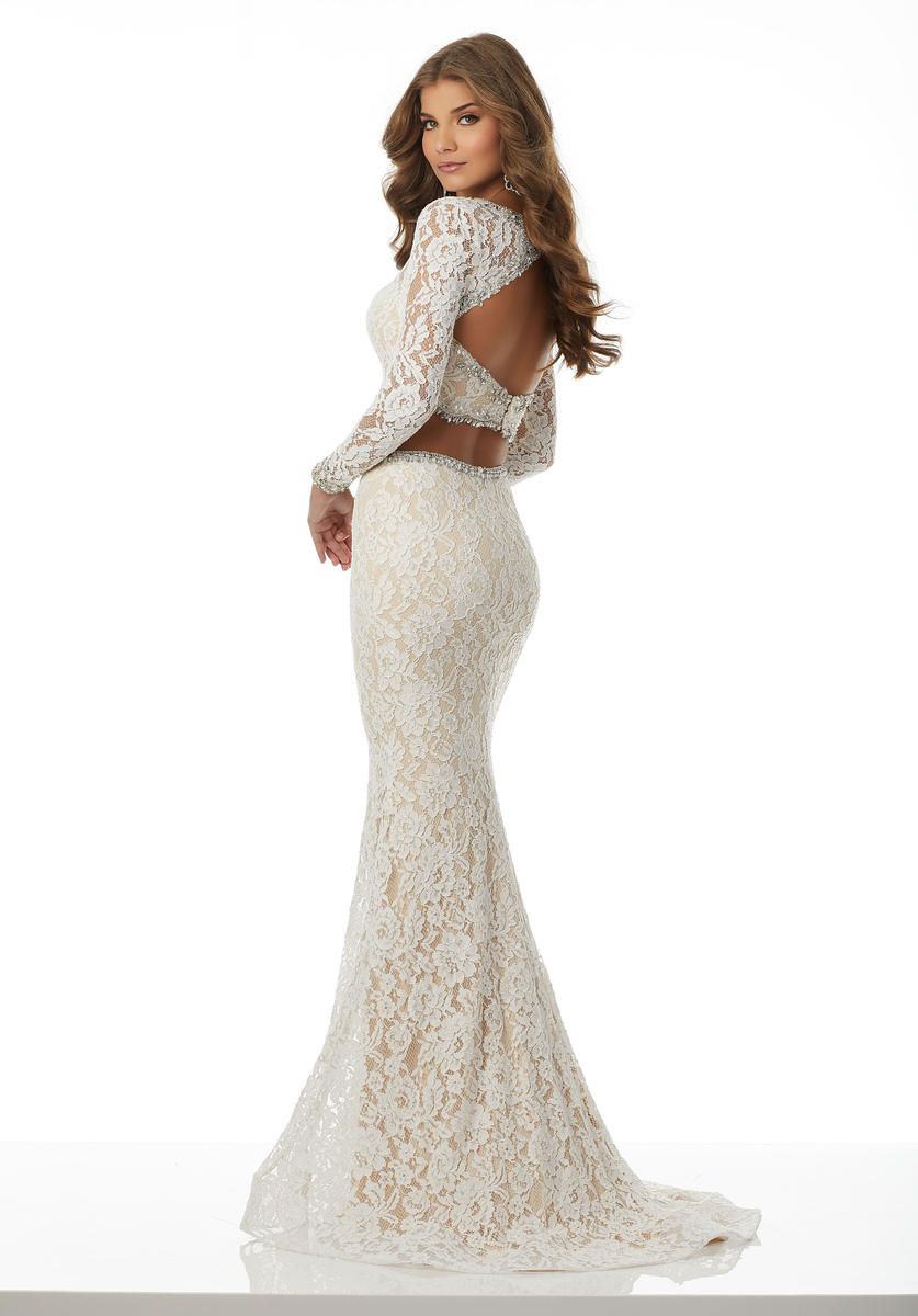 Style 42076 MoriLee Size 4 Prom Lace Nude Mermaid Dress on Queenly