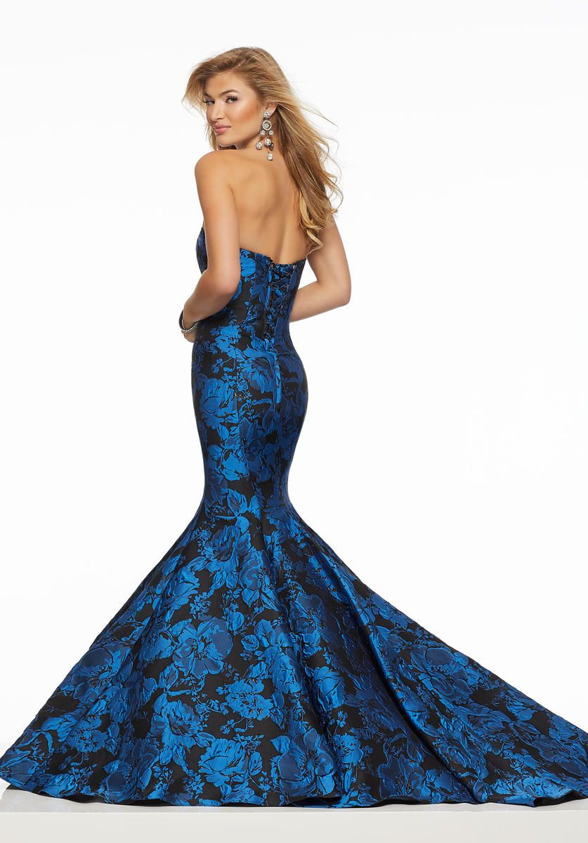 Style 43107A MoriLee Size 4 Prom Floral Blue Mermaid Dress on Queenly