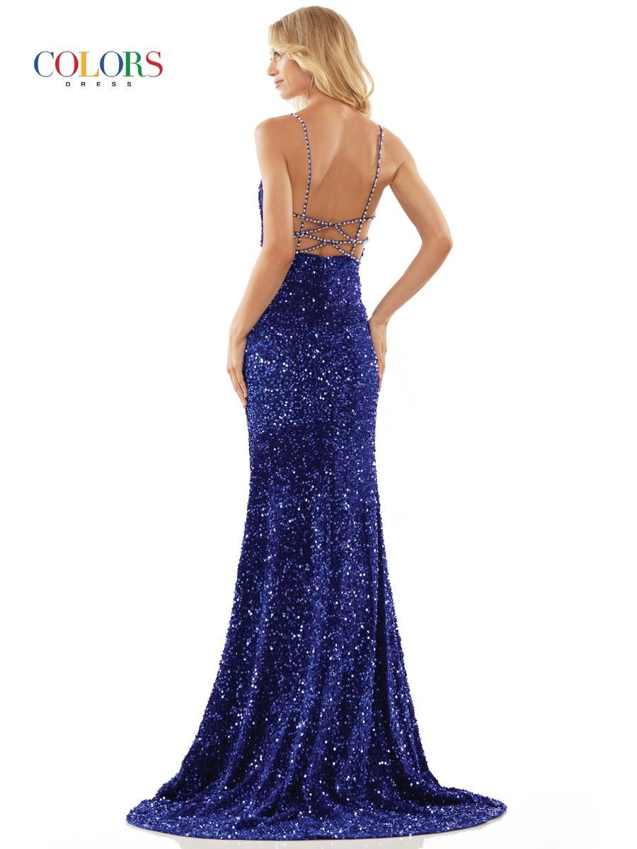 Style 2459 Colors Size 6 Sequined Royal Blue Mermaid Dress on Queenly