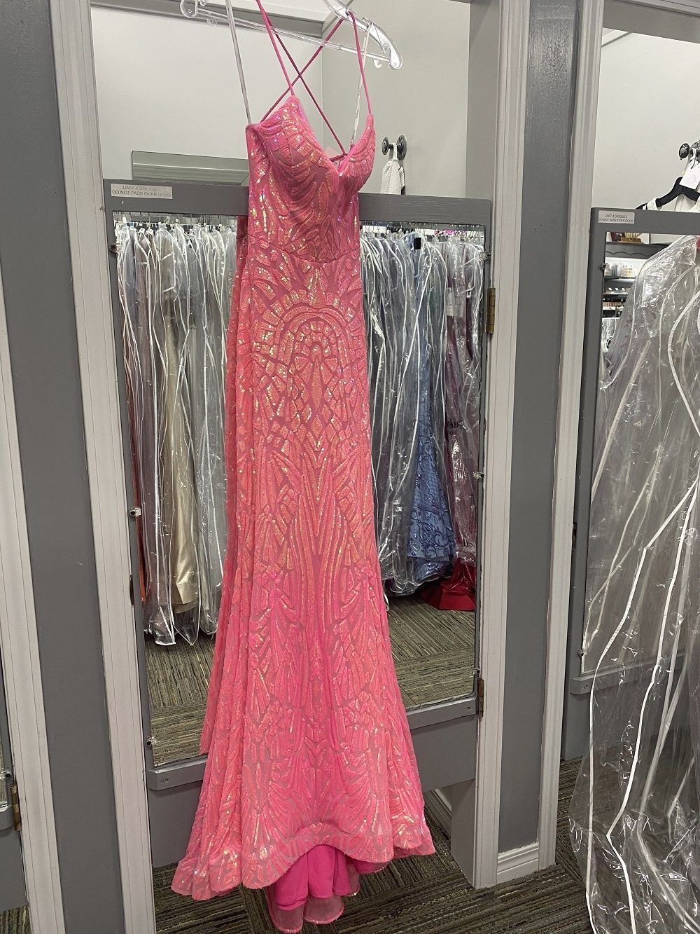 Style 16016 Tiffany Designs Size 0 Sequined Hot Pink Mermaid Dress on Queenly