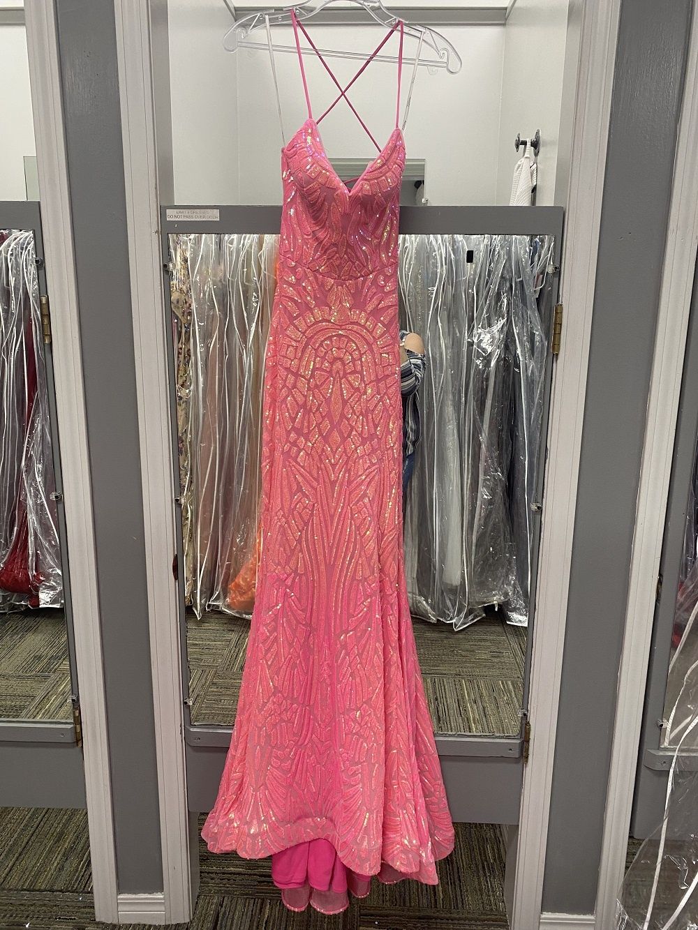 Style 16016 Tiffany Designs Size 0 Sequined Hot Pink Mermaid Dress on Queenly