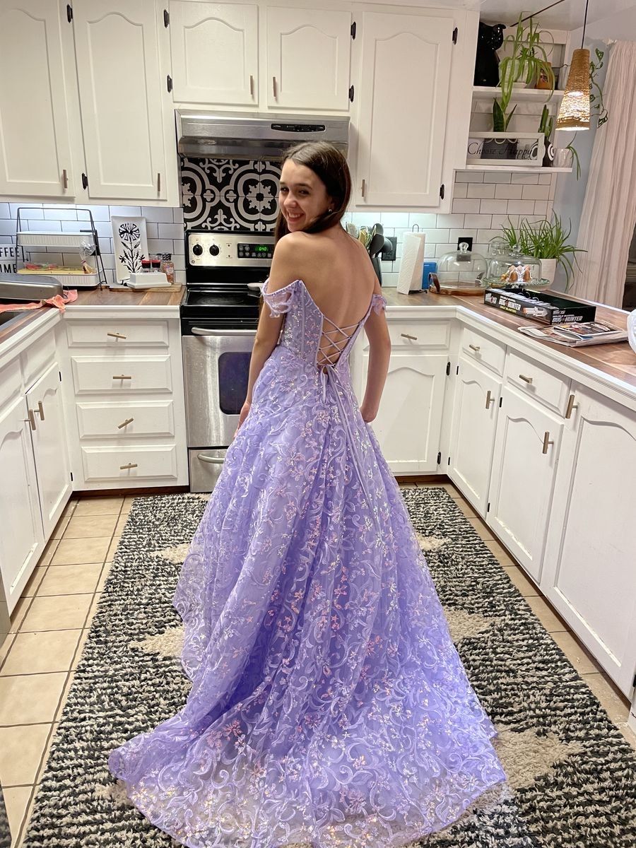 Sherri Hill Size 00 Off The Shoulder Purple Ball Gown on Queenly