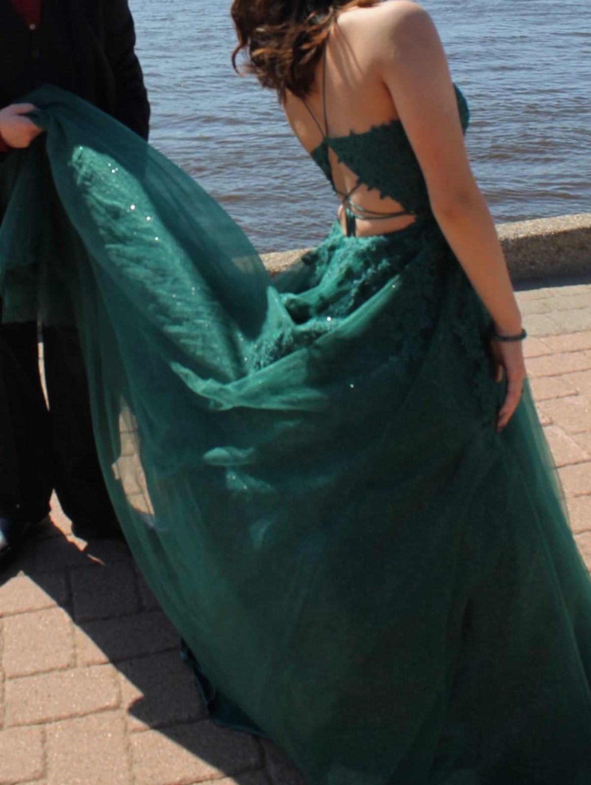 Size S Prom Lace Green Ball Gown on Queenly