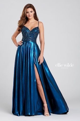 Ellie Wilde Size 6 Prom Sequined Royal Blue A-line Dress on Queenly