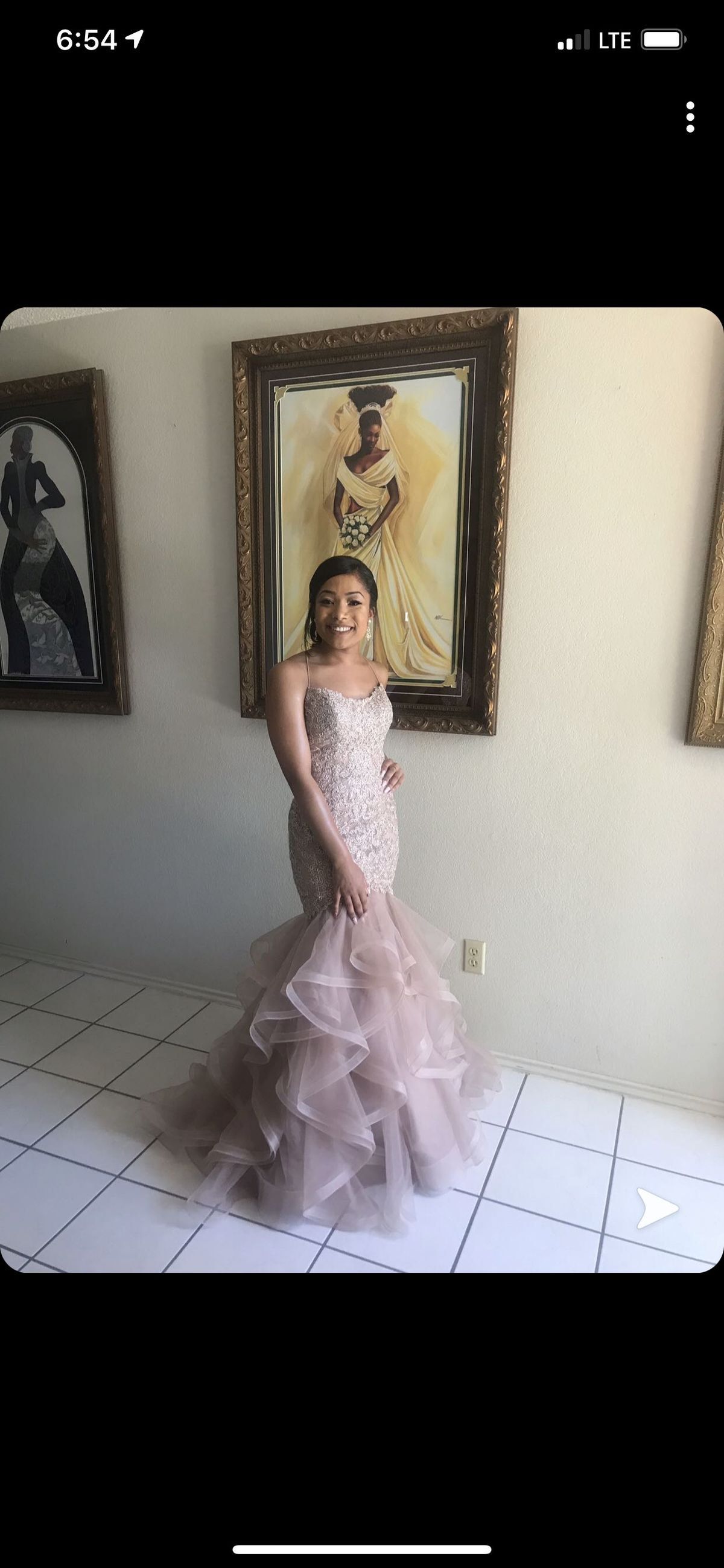 Size 4 Prom Lace Light Pink Mermaid Dress on Queenly