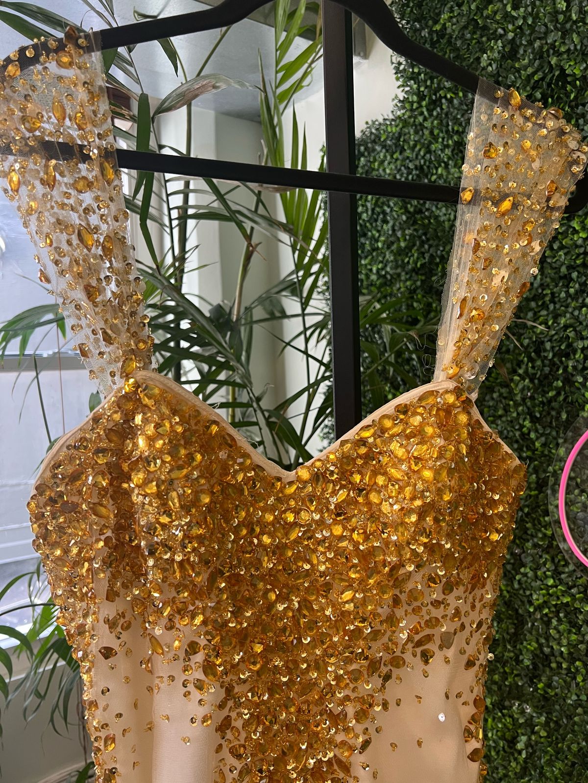 Size 12 Homecoming Sequined Gold Cocktail Dress on Queenly