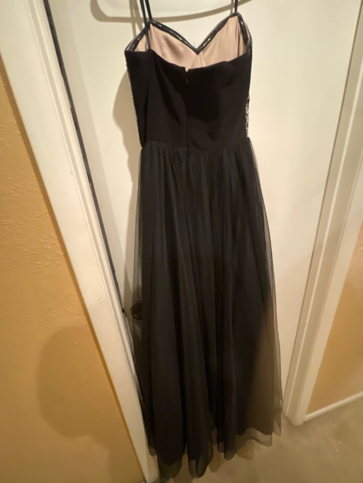 Blondie Nites Size M Prom Strapless Sequined Black Dress With Train on Queenly