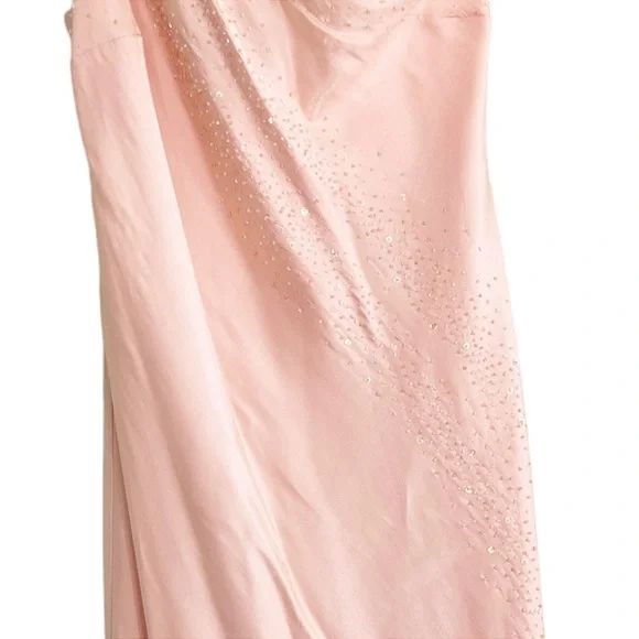 Style 1946 Chelsea Nites Size 12 Bridesmaid One Shoulder Sequined Light Pink Mermaid Dress on Queenly
