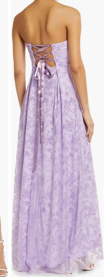 Size XS Prom Strapless Lace Light Purple Floor Length Maxi on Queenly