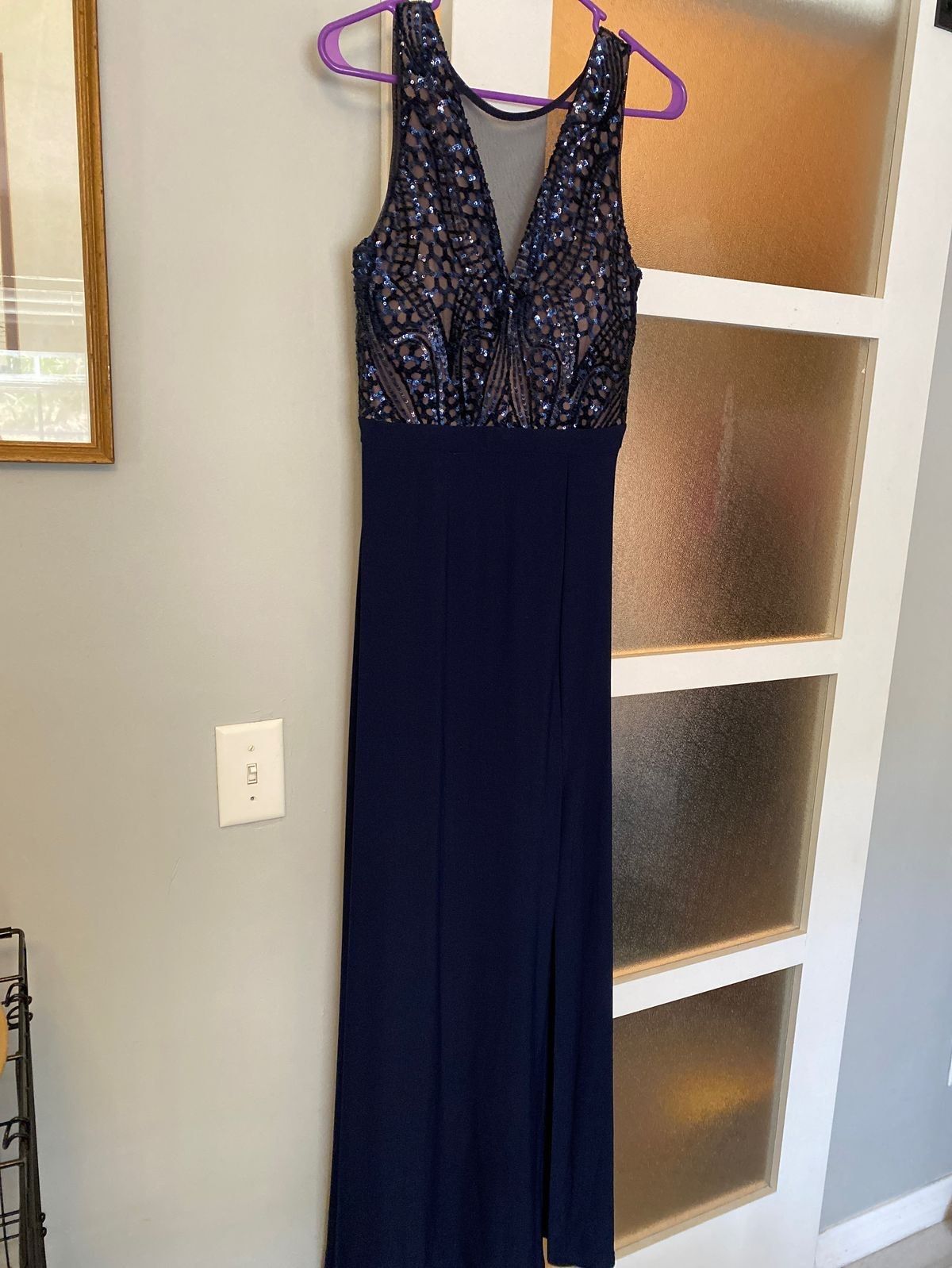 Night Moves Size 8 Prom Blue Floor Length Maxi on Queenly