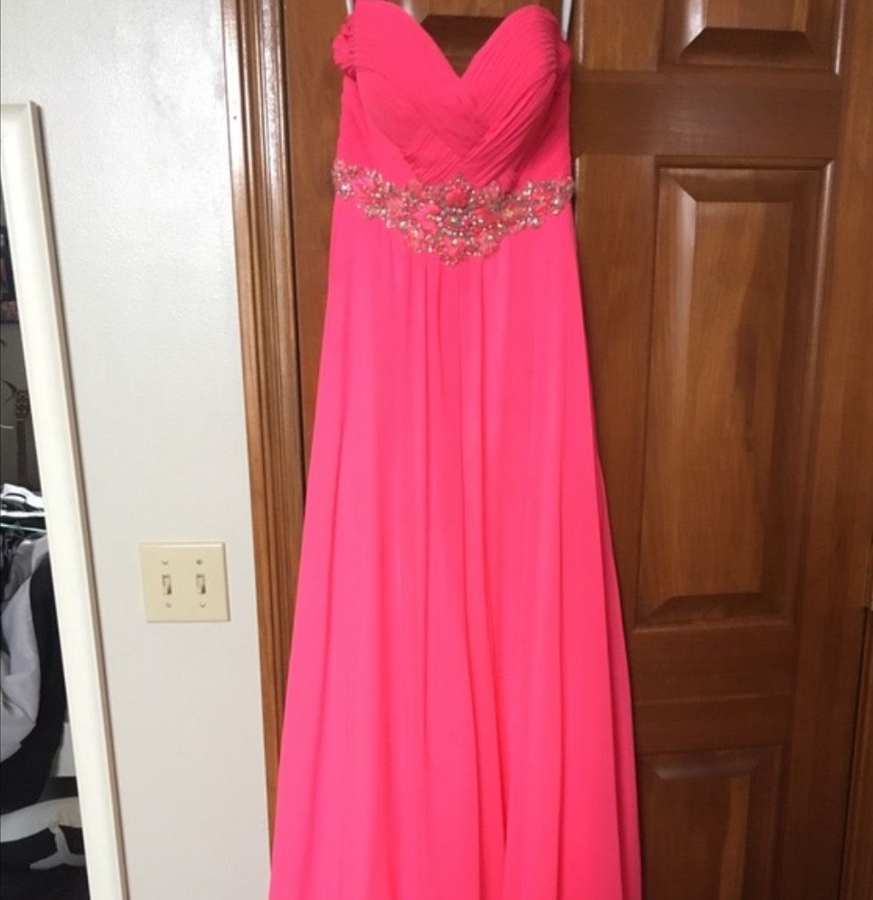 Clarisse Size 2 Prom Strapless Sequined Hot Pink A-line Dress on Queenly