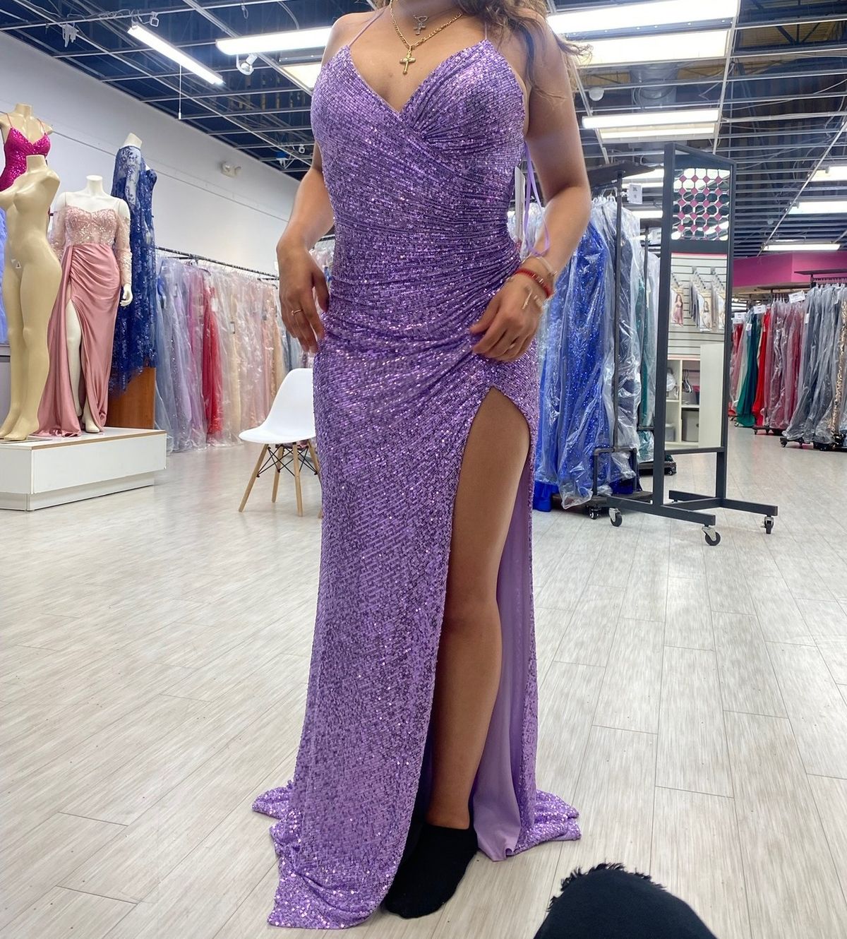 Size 8 Prom Light Purple Side Slit Dress on Queenly