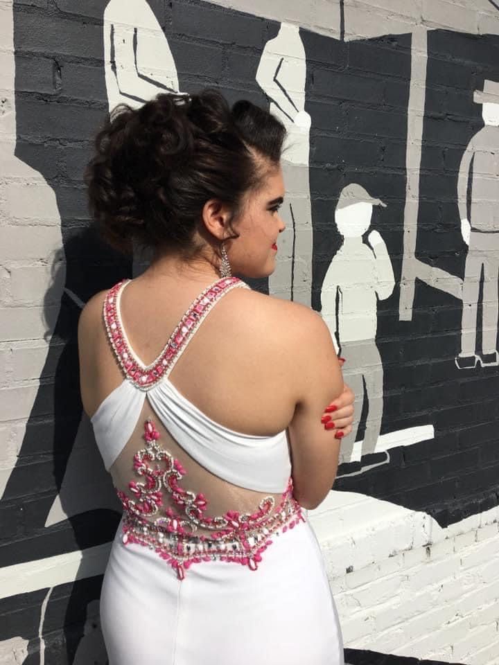 Size 6 Prom Halter Sequined Hot Pink Side Slit Dress on Queenly