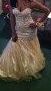 Size 6 Wedding Strapless Sequined Nude Mermaid Dress on Queenly
