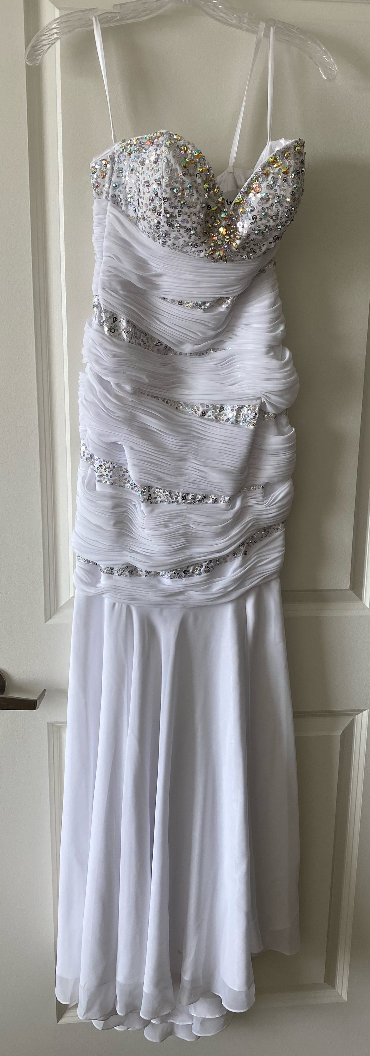 Size S Wedding Strapless Sequined White Mermaid Dress on Queenly