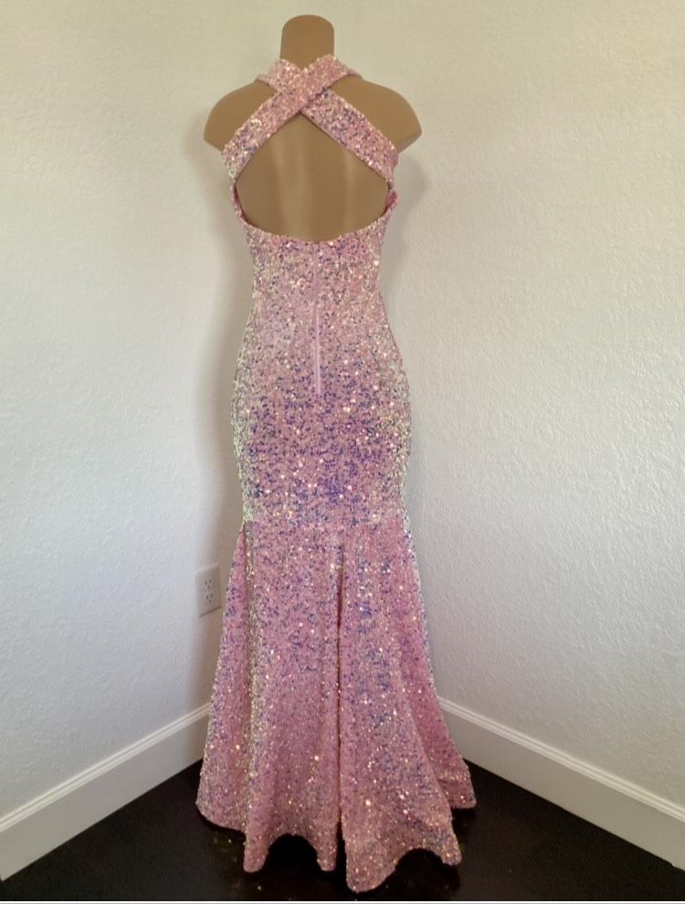 Wow Size S Wedding High Neck Light Pink Floor Length Maxi on Queenly