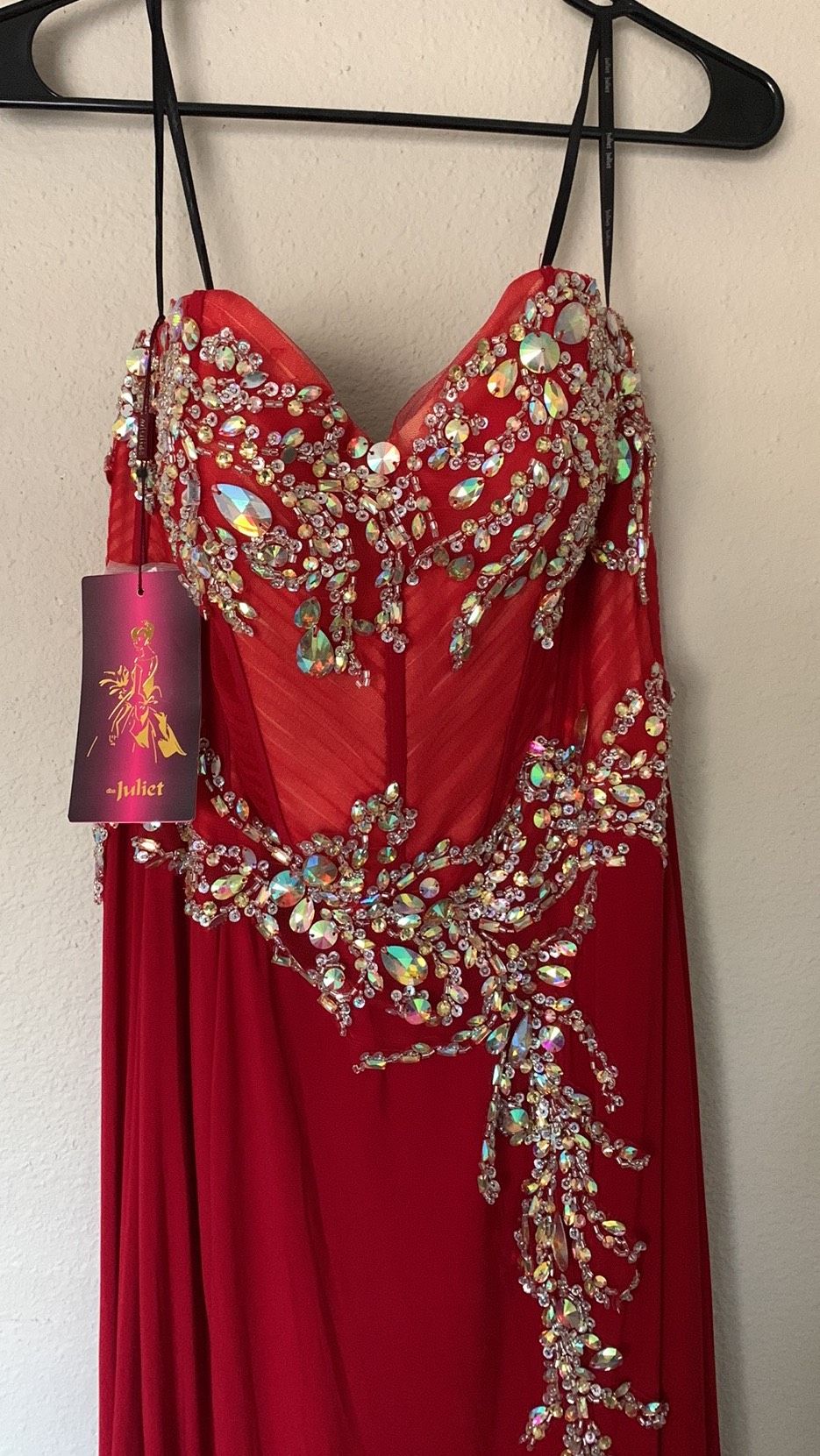 Size XL Prom Sequined Red Side Slit Dress on Queenly
