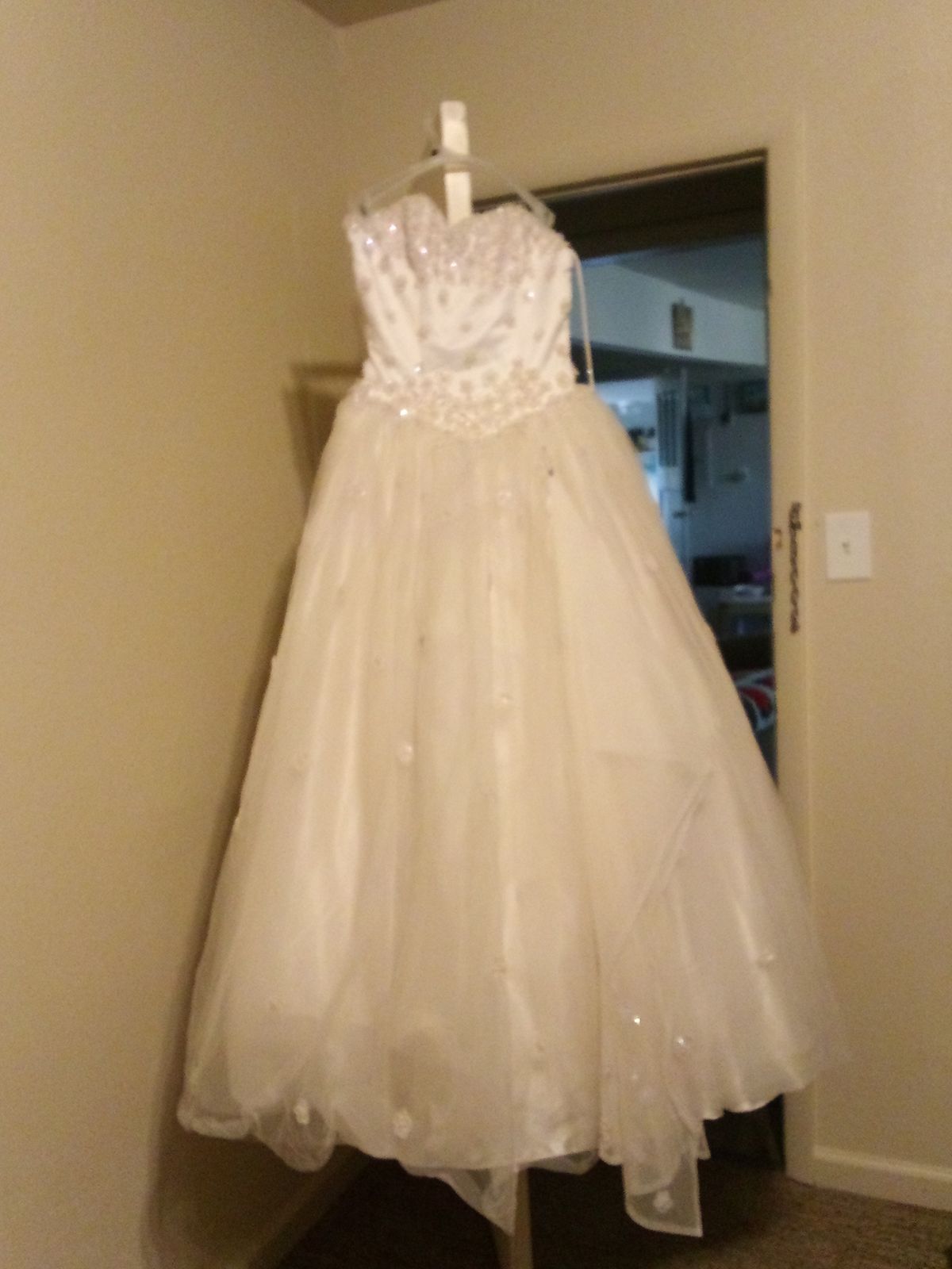annys bridal Size 8 Wedding Strapless Floral White Ball Gown on Queenly