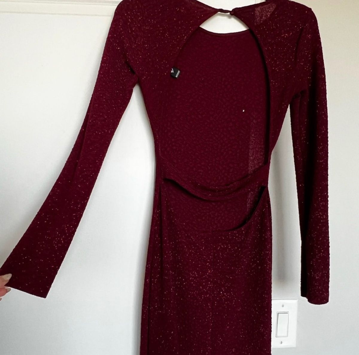 Size M Prom Long Sleeve Burgundy Red Mermaid Dress on Queenly