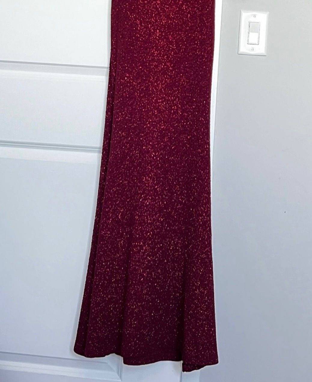 Size M Prom Long Sleeve Burgundy Red Mermaid Dress on Queenly
