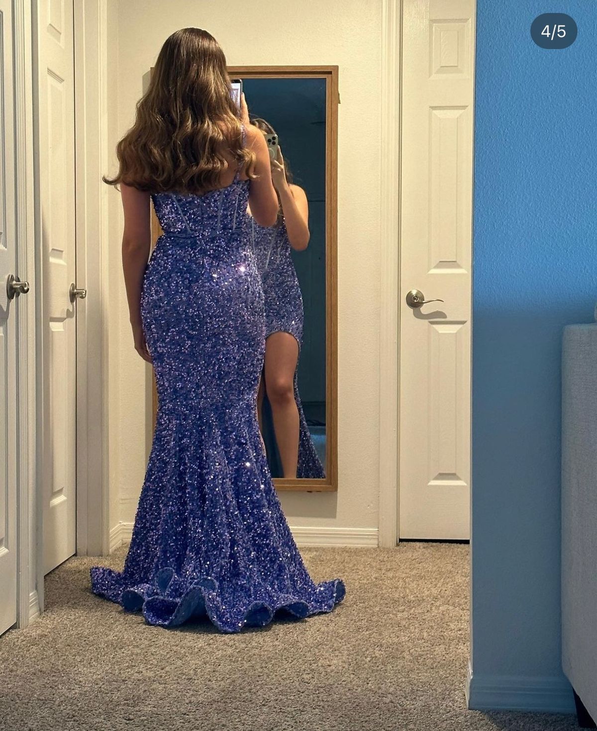 Size 2 Prom Light Blue Mermaid Dress on Queenly