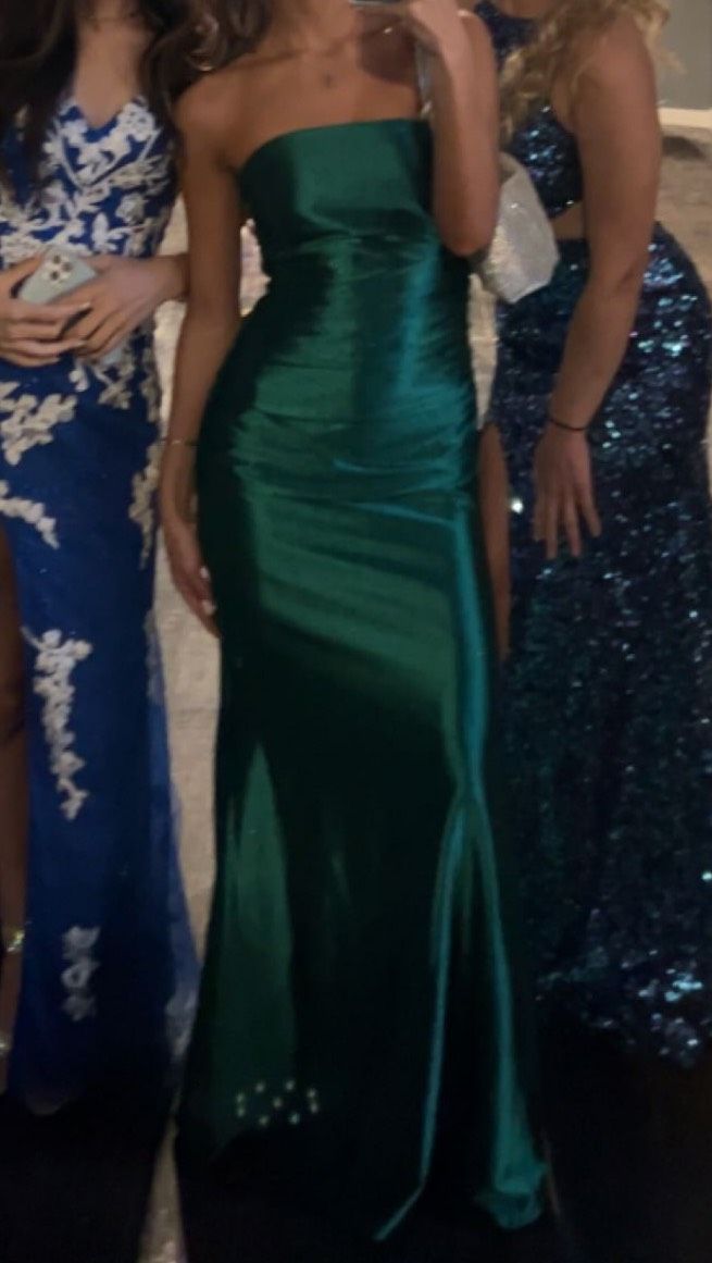 Lulus Size XS Prom Strapless Emerald Green Floor Length Maxi on Queenly