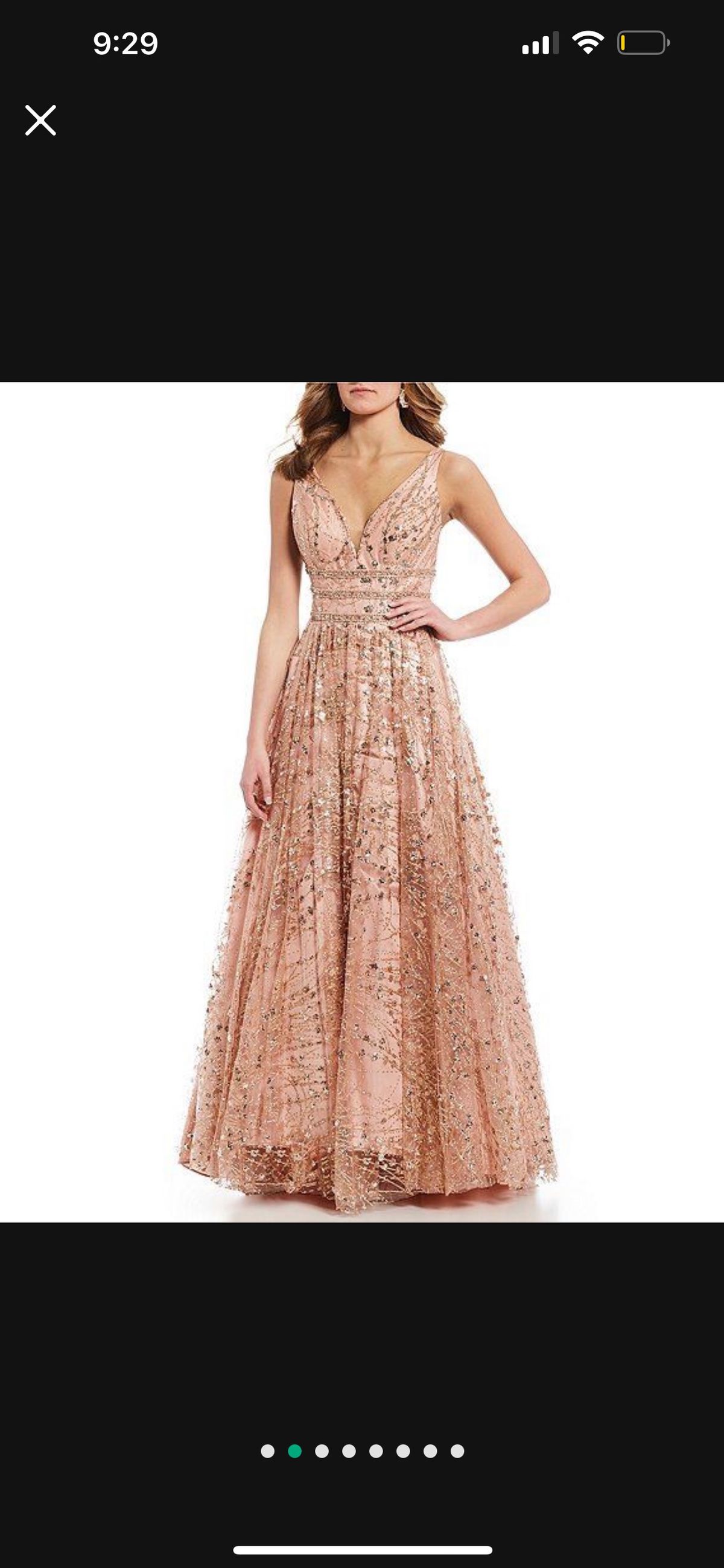 Jovani Plus Size 16 Prom Plunge Lace Rose Gold Ball Gown on Queenly