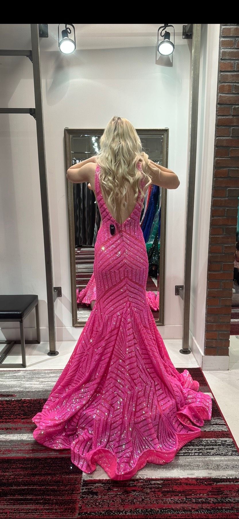 Jovani Size 2 Prom Plunge Hot Pink Mermaid Dress on Queenly
