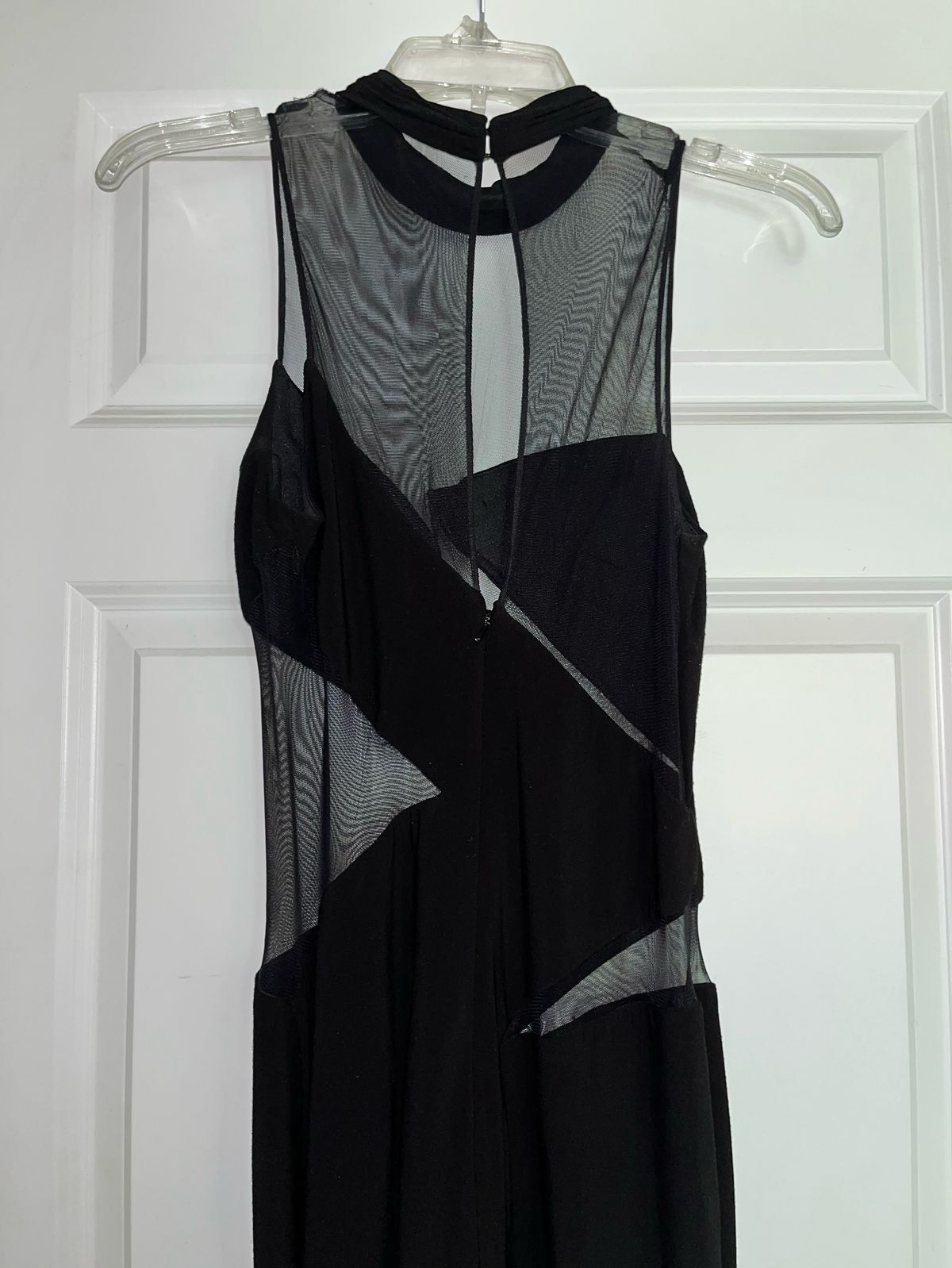 Size 4 Prom High Neck Sheer Black Floor Length Maxi on Queenly