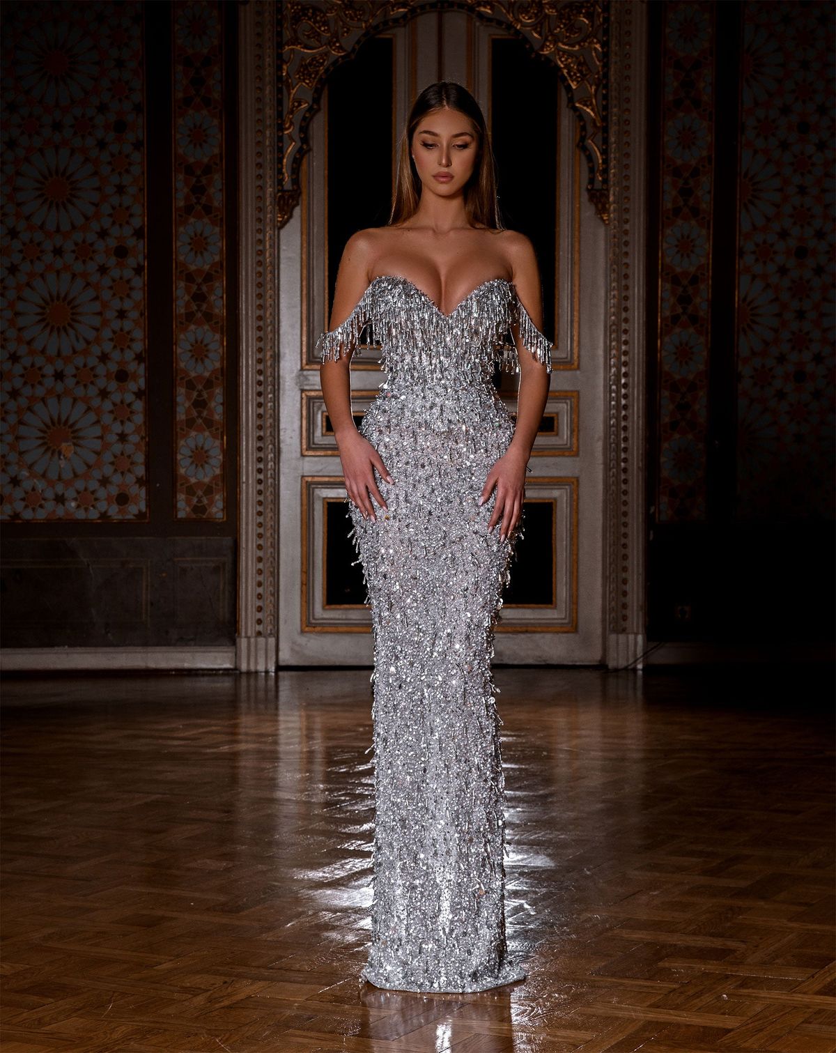 Silver Evening Gown (Look 30) from the Fall Winter 2018 / 2019