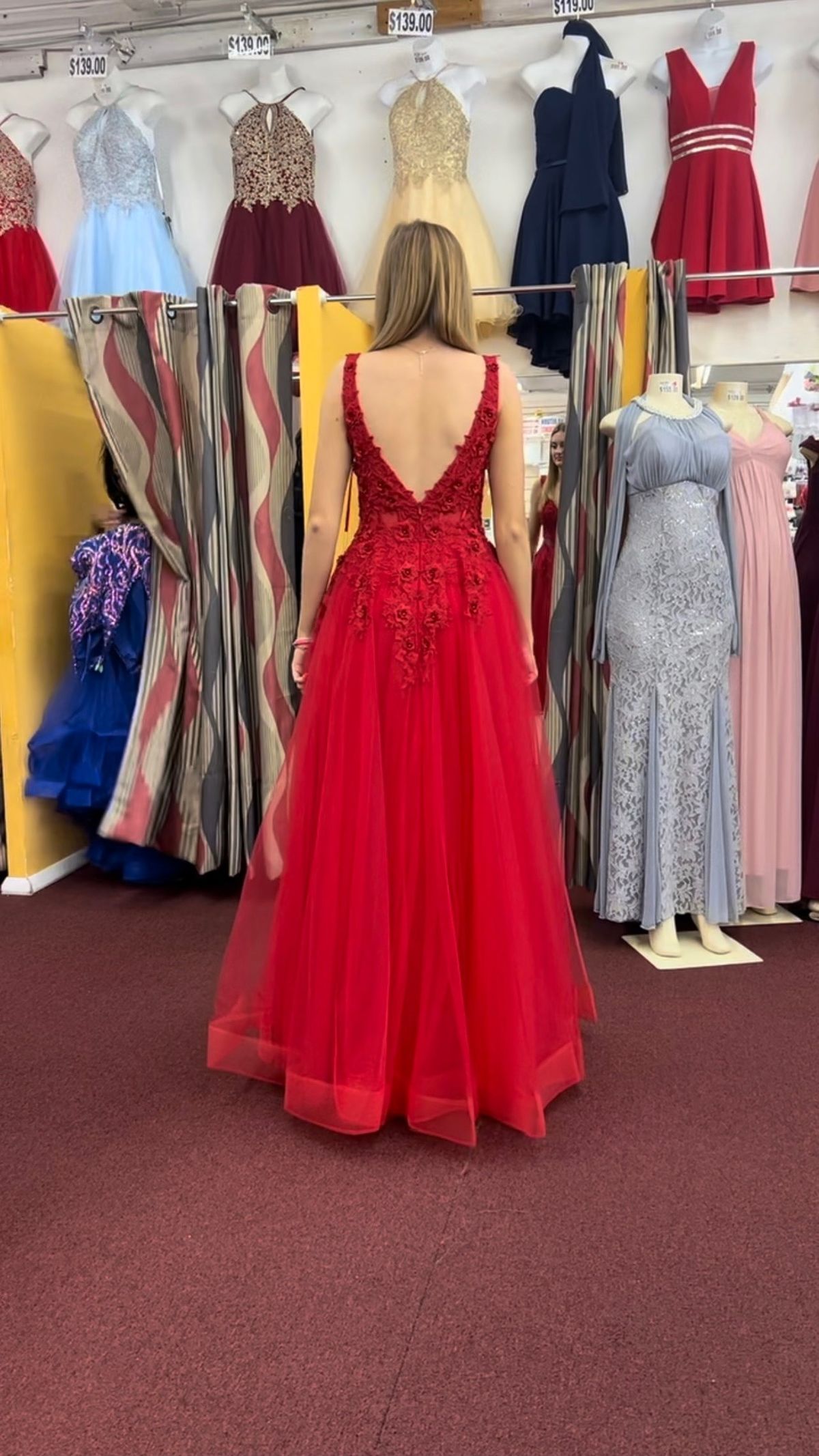 Size XS Prom Red Ball Gown on Queenly