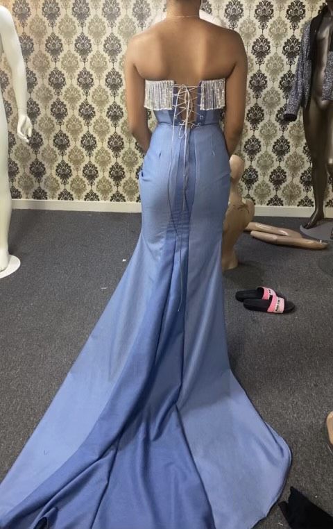 Size S Prom Blue Dress With Train on Queenly