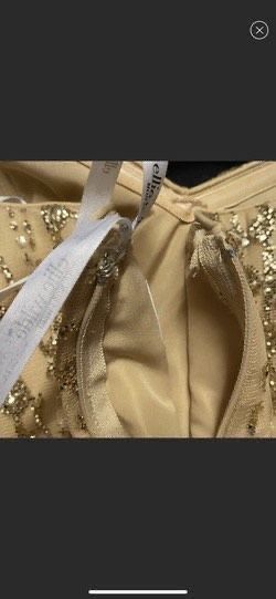 Ellie Wilde Size 14 Prom Strapless Gold Mermaid Dress on Queenly