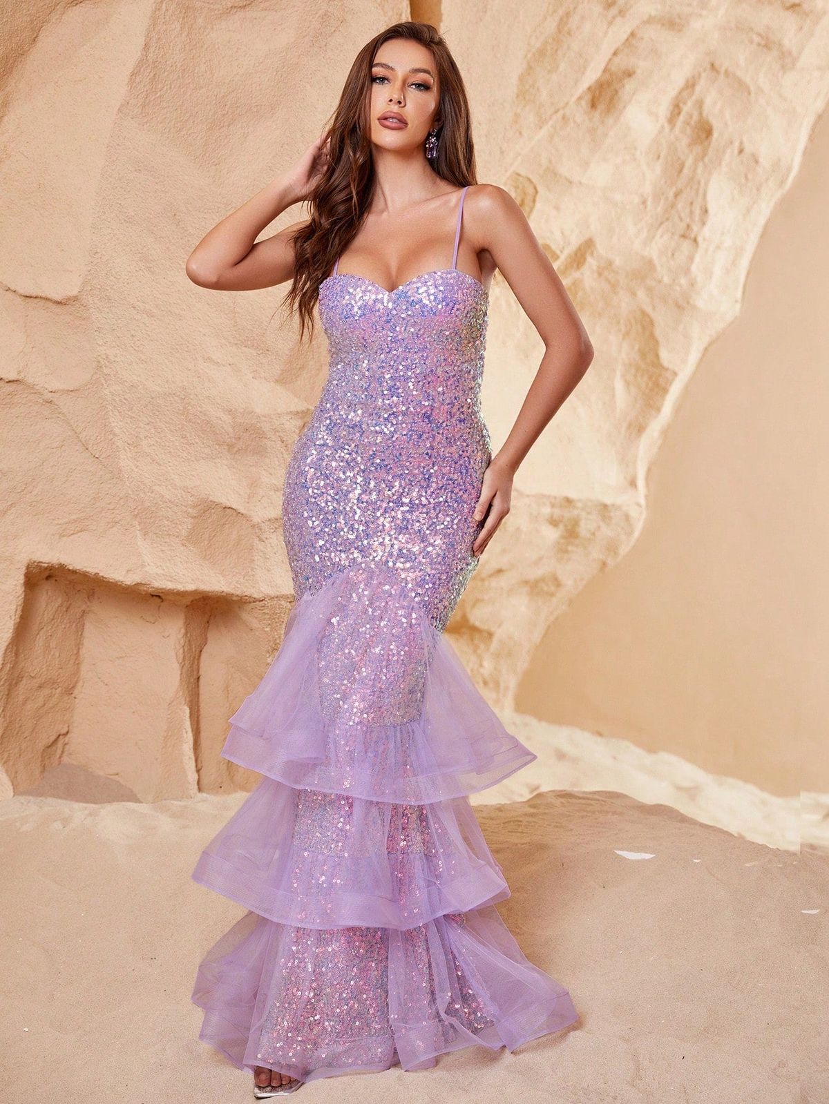 Style FSWD1135 Faeriesty Size L Purple Mermaid Dress on Queenly