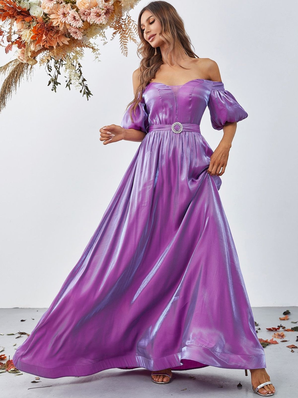 Style FSWD0890 Faeriesty Size M Off The Shoulder Purple A-line Dress on Queenly