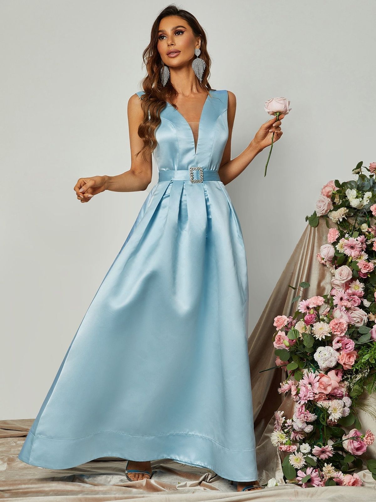 Style FSWD0731 Faeriesty Size S Satin Blue Ball Gown on Queenly