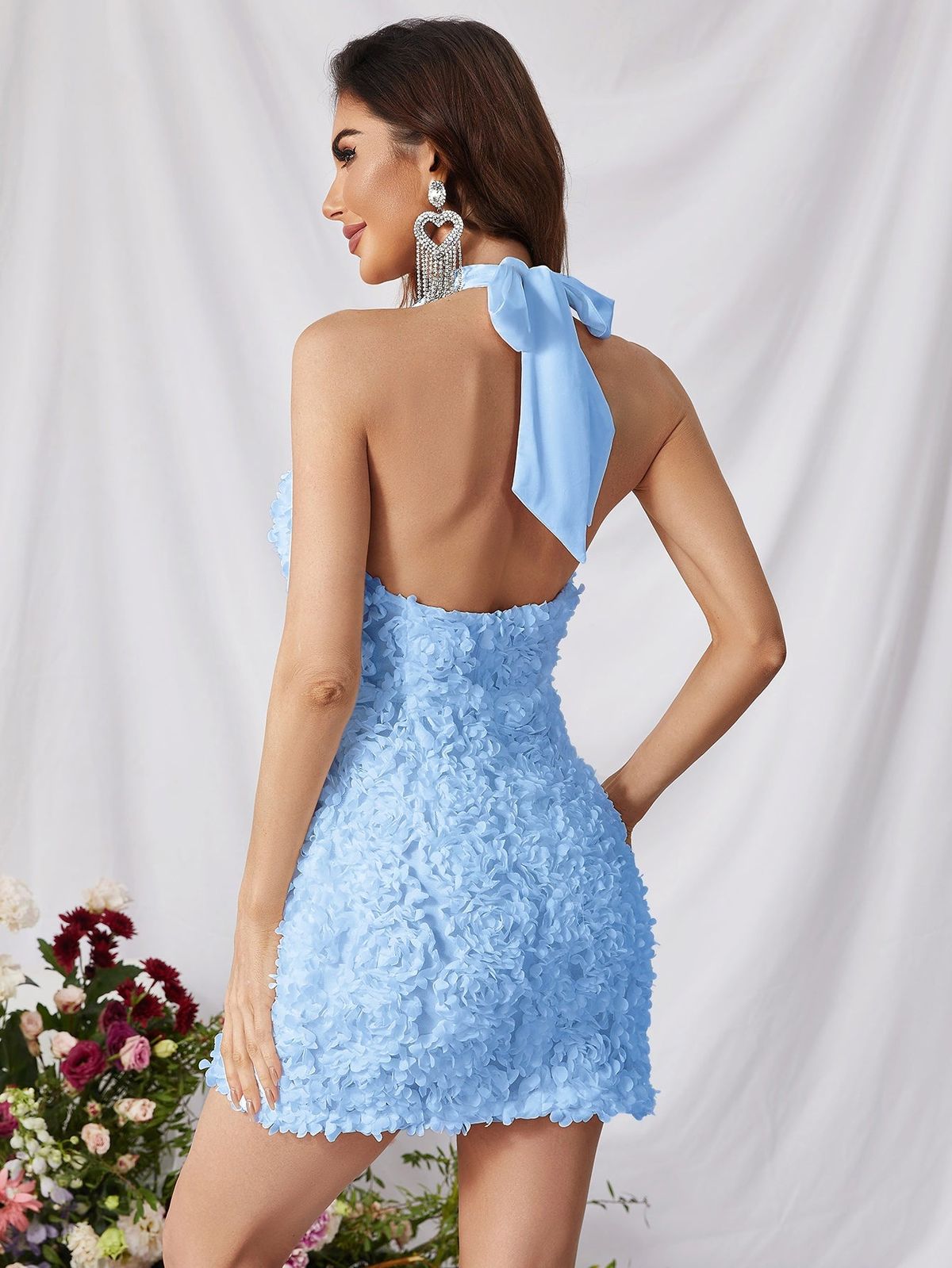 Style FSWD0342 Faeriesty Size M Halter Blue Cocktail Dress on Queenly