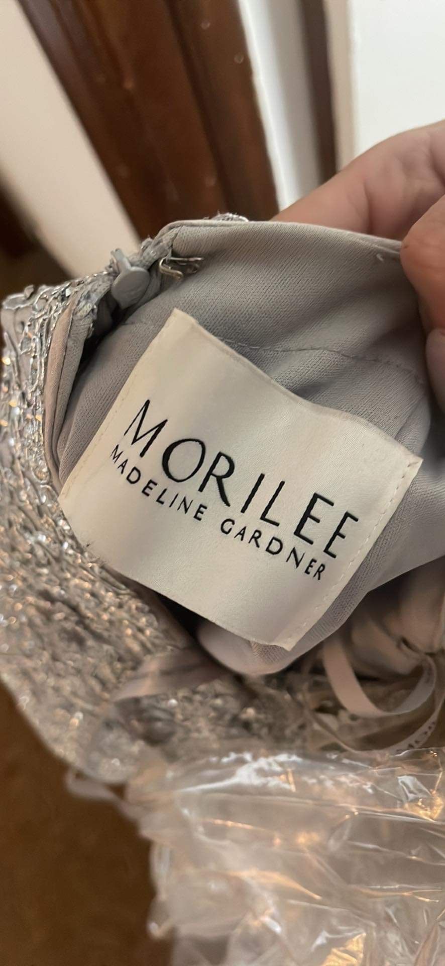 morilee Size M Prom Silver Ball Gown on Queenly