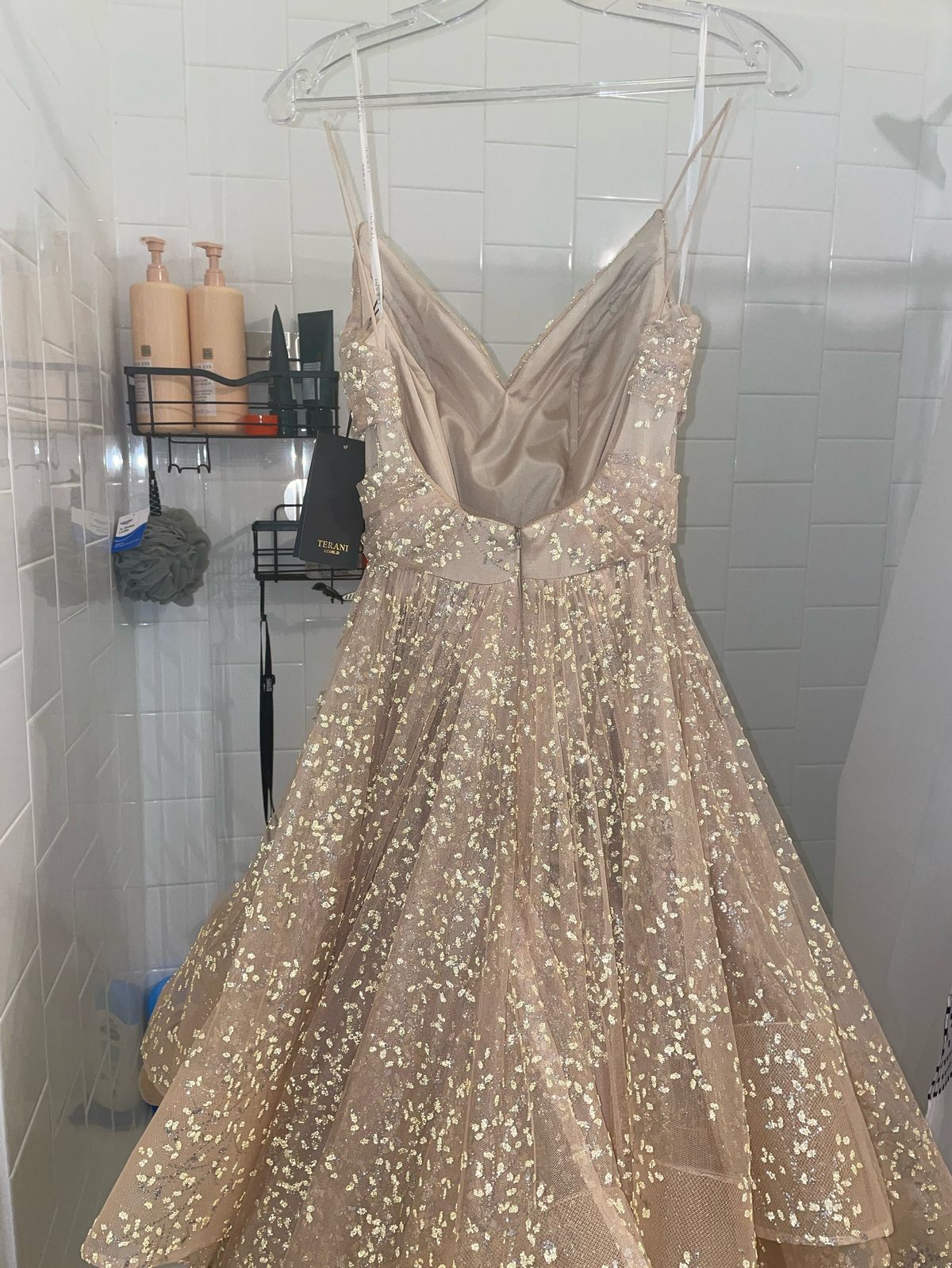 Terani Couture Size 4 Prom Gold Ball Gown on Queenly