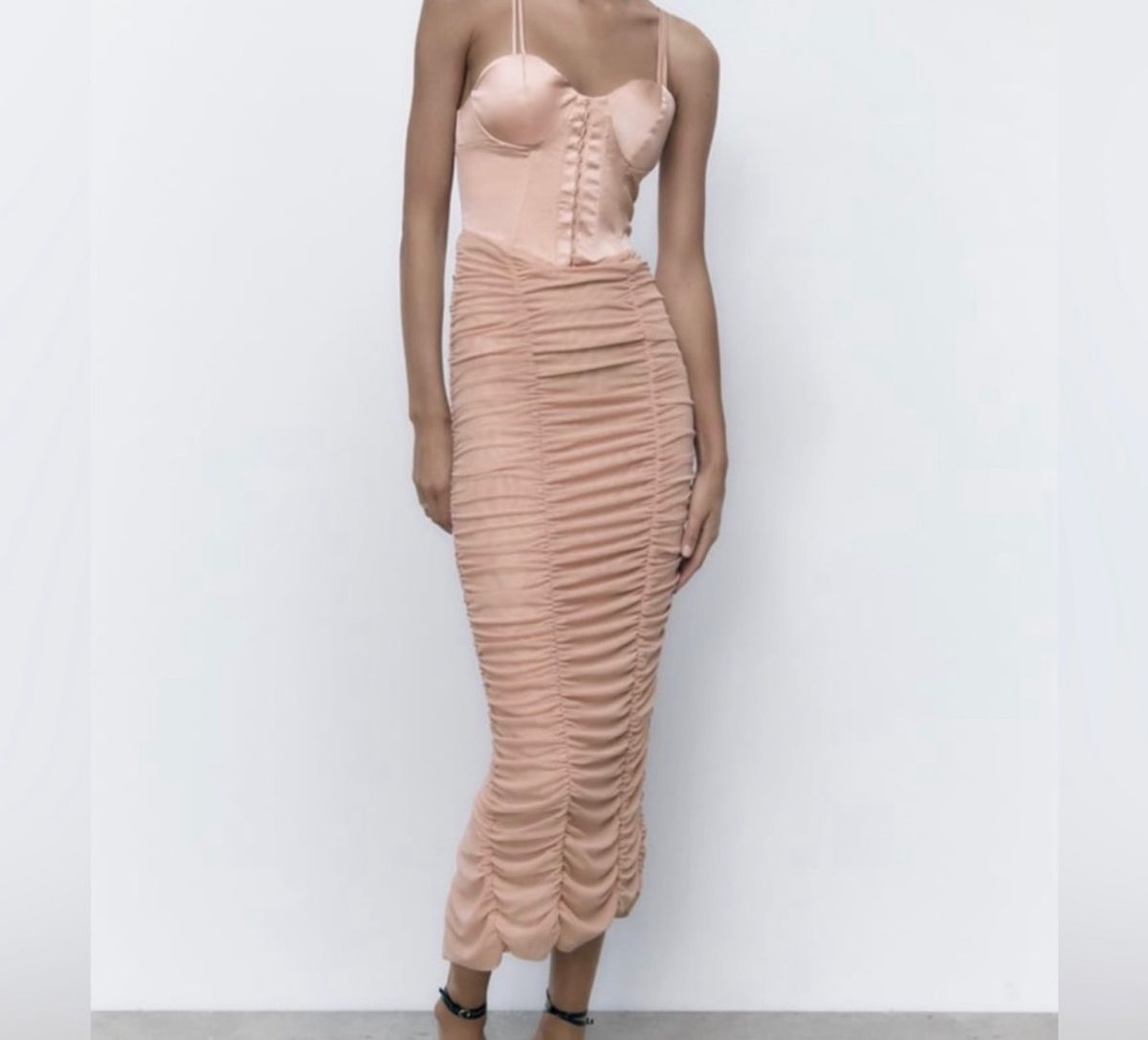 Zara Size XS Prom Satin Rose Gold Cocktail Dress on Queenly