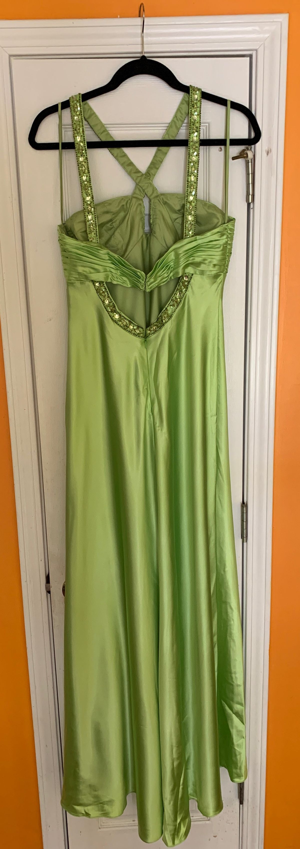 Dave and Johnny Girls Size 8 Prom Sequined Light Green Floor Length Maxi on Queenly