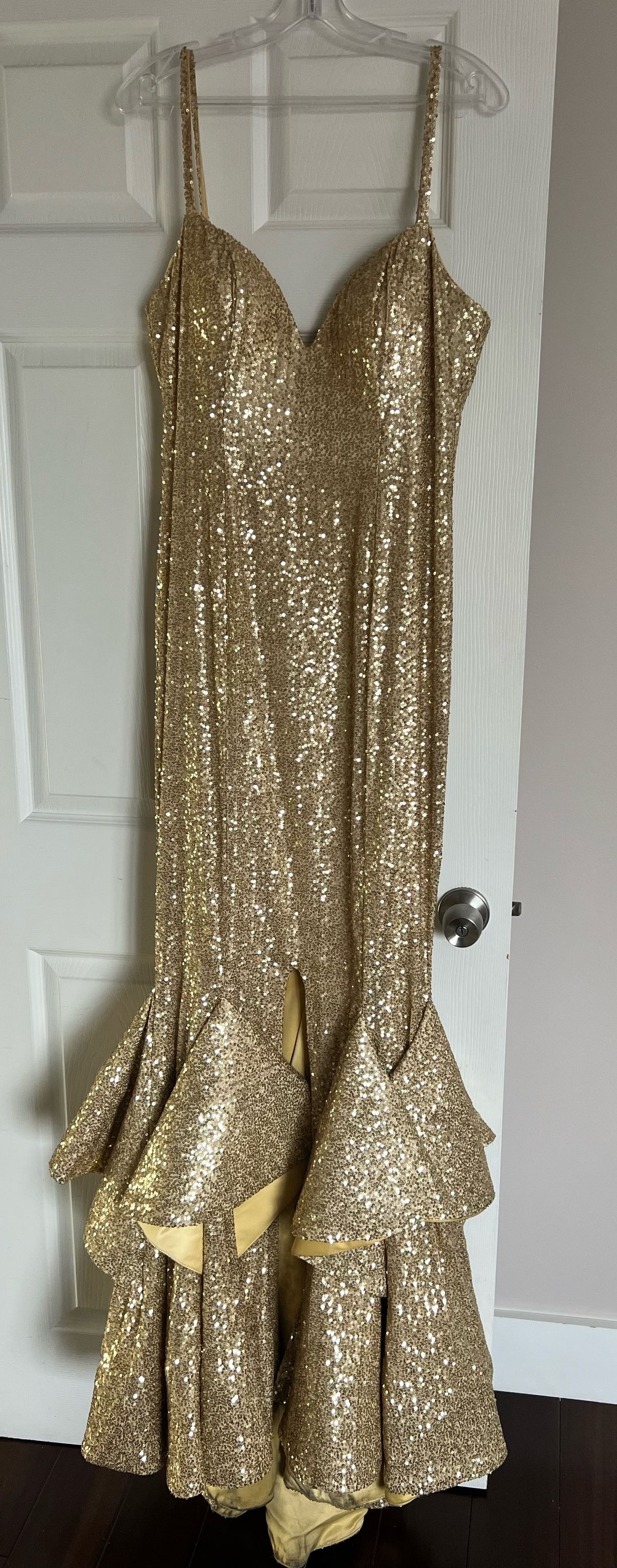 Portia and Scarlett Size L Prom Gold Mermaid Dress on Queenly