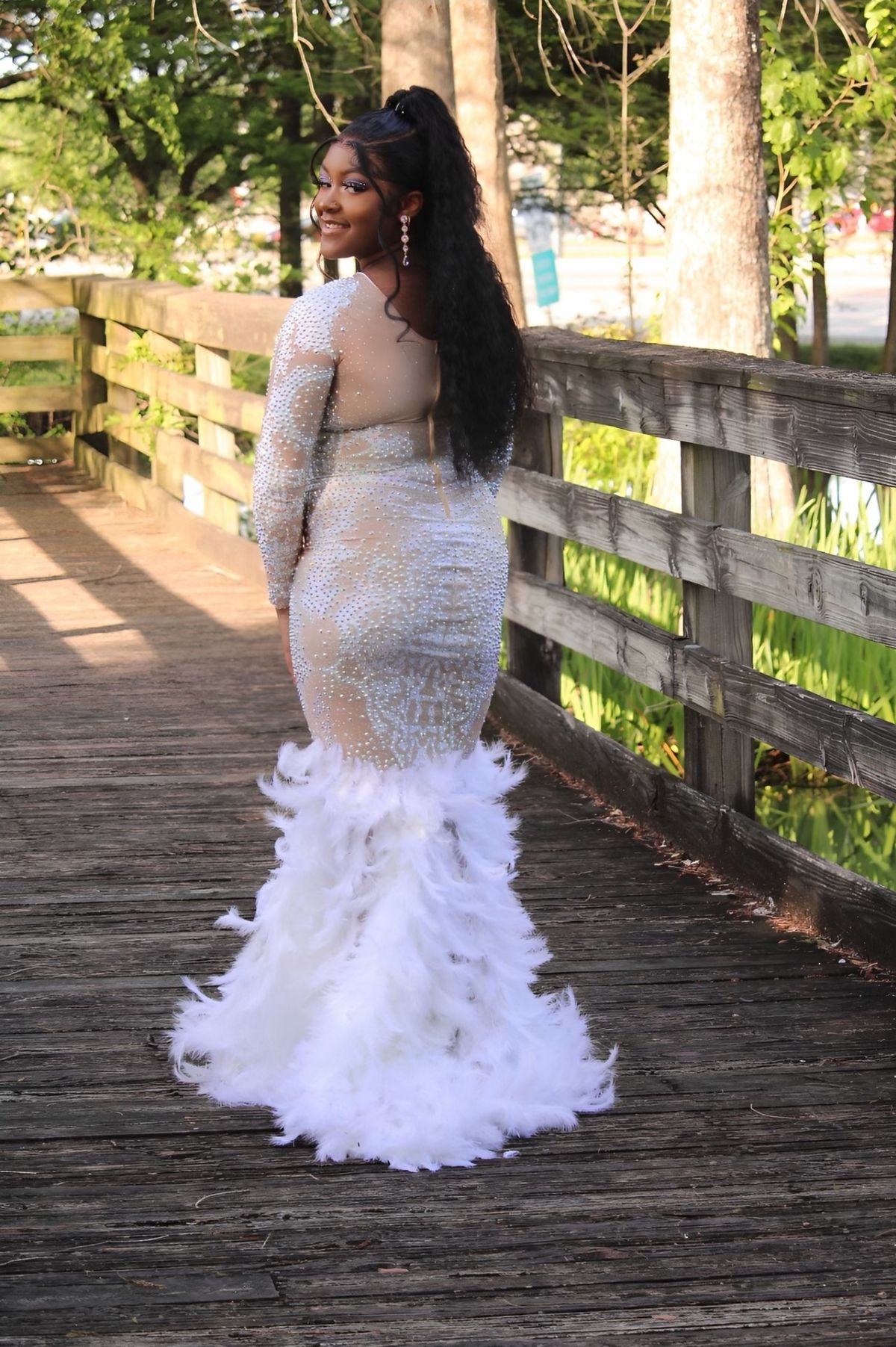 Amekana Size M Prom White Mermaid Dress on Queenly
