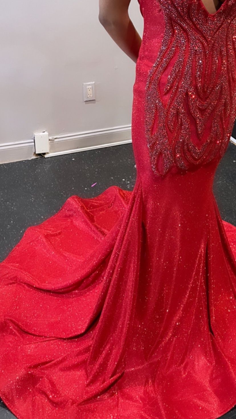 Custom made  Size 10 Red Ball Gown on Queenly