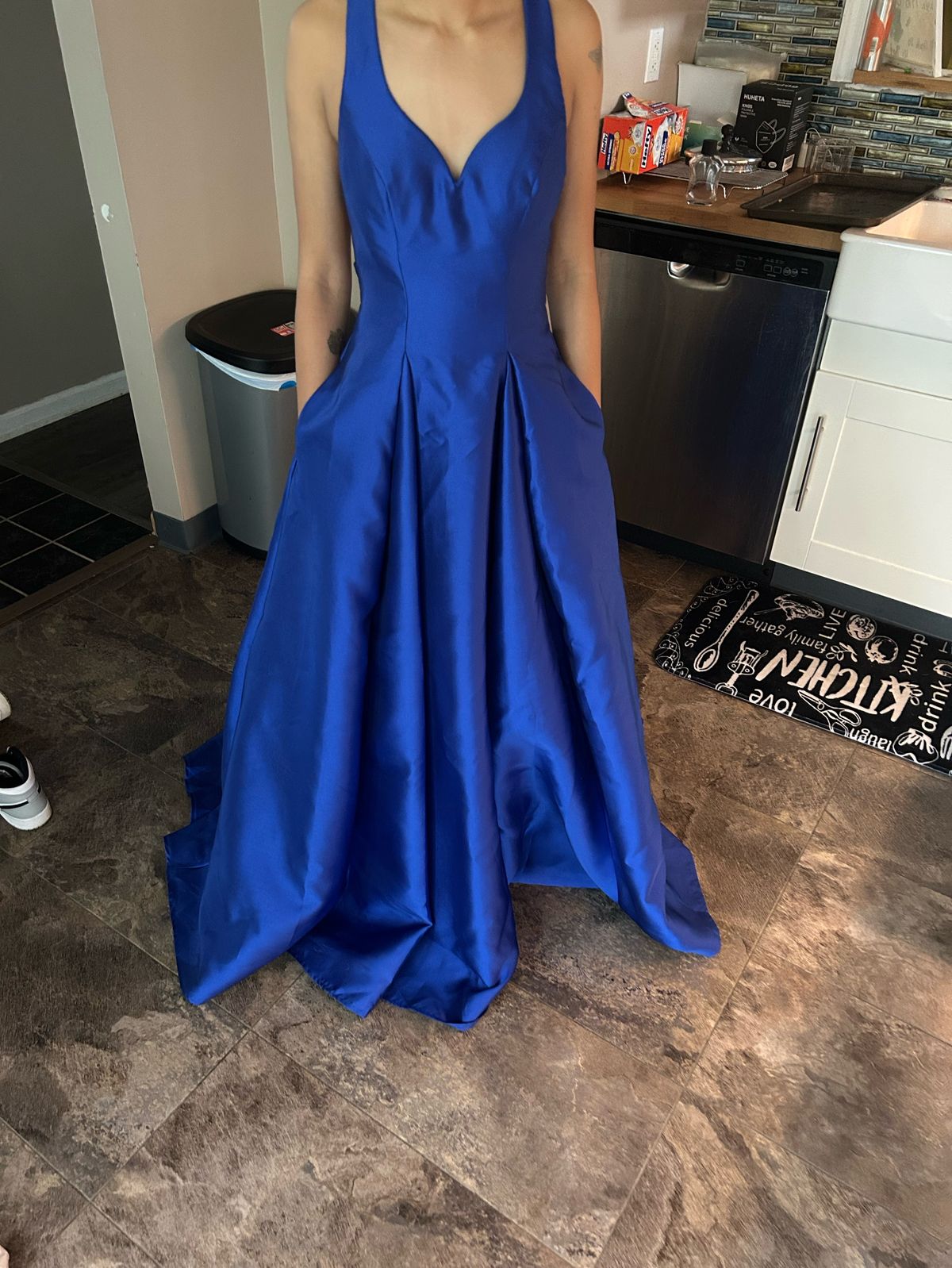 B. Darlin Size 0 Prom Blue Dress With Train on Queenly