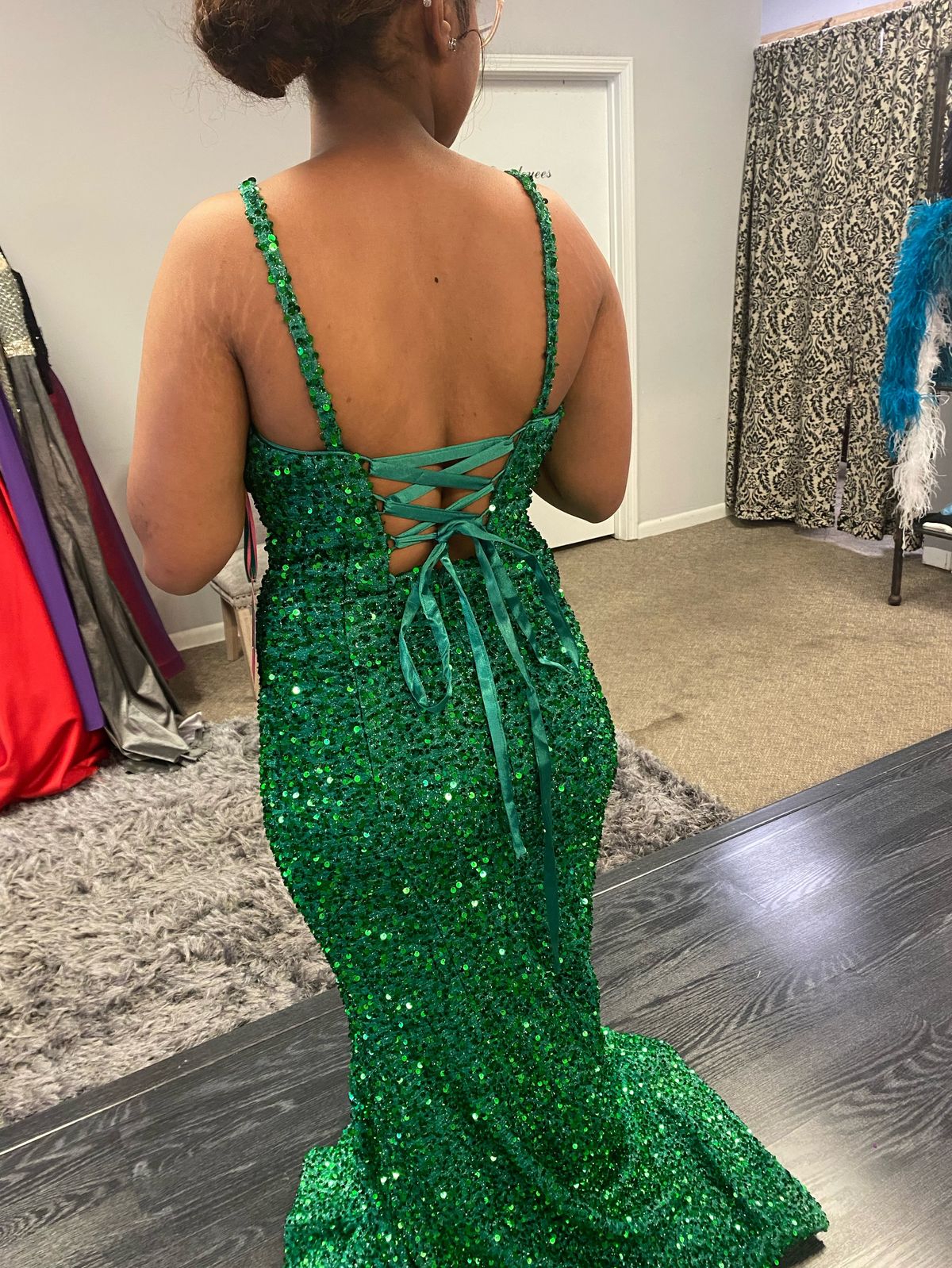 Size 6 Prom Green Dress With Train on Queenly