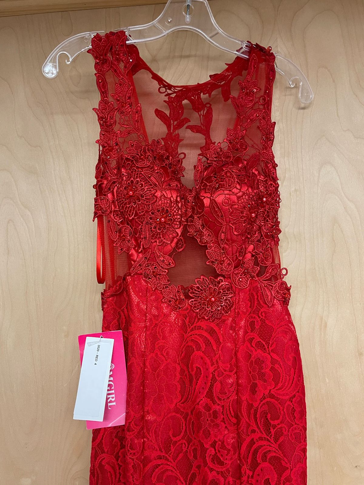 Size 4 Prom Lace Red Mermaid Dress on Queenly